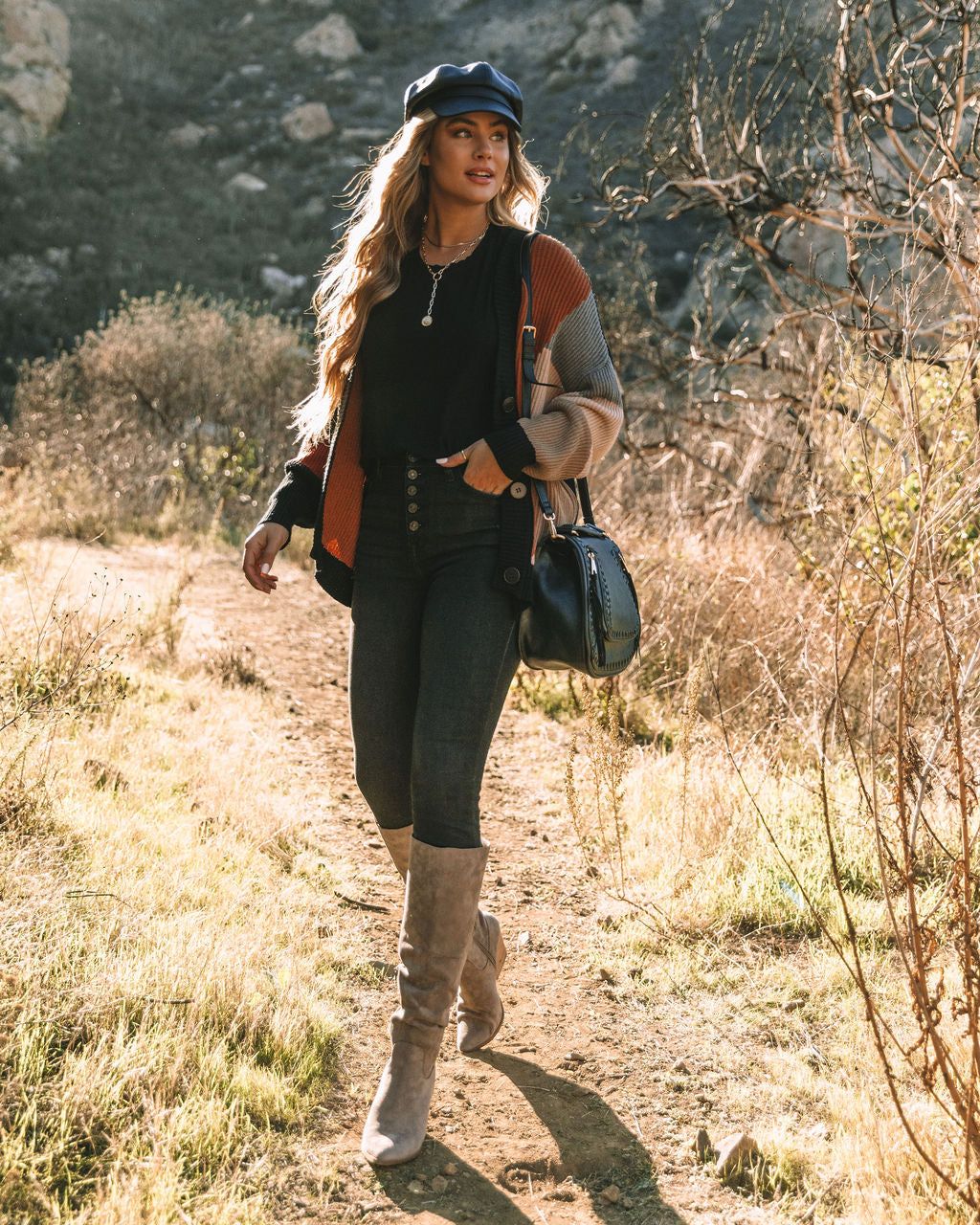 Glee Button Front Colorblock Cardigan - Black Multi - FINAL SALE sold by Vici product image thumbnail 3