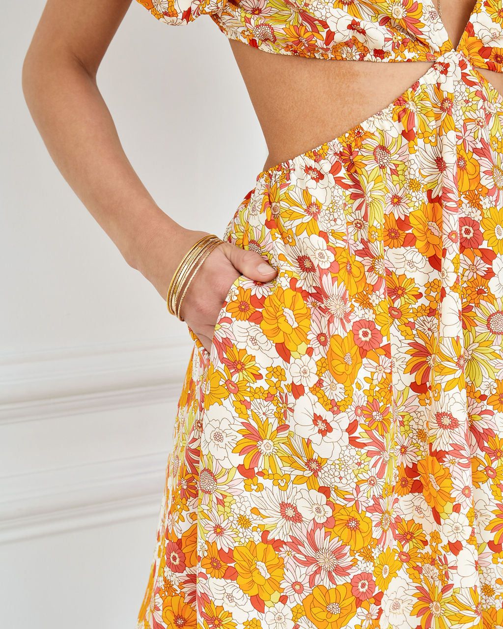 Clement Floral Pocketed Cutout Mini Dress sold by Vici product image thumbnail 3