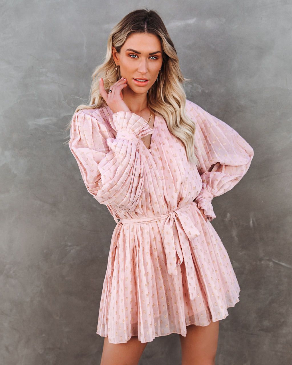 Walking On Sunshine Metallic Pleated Romper - FINAL SALE sold by Vici product image thumbnail 7