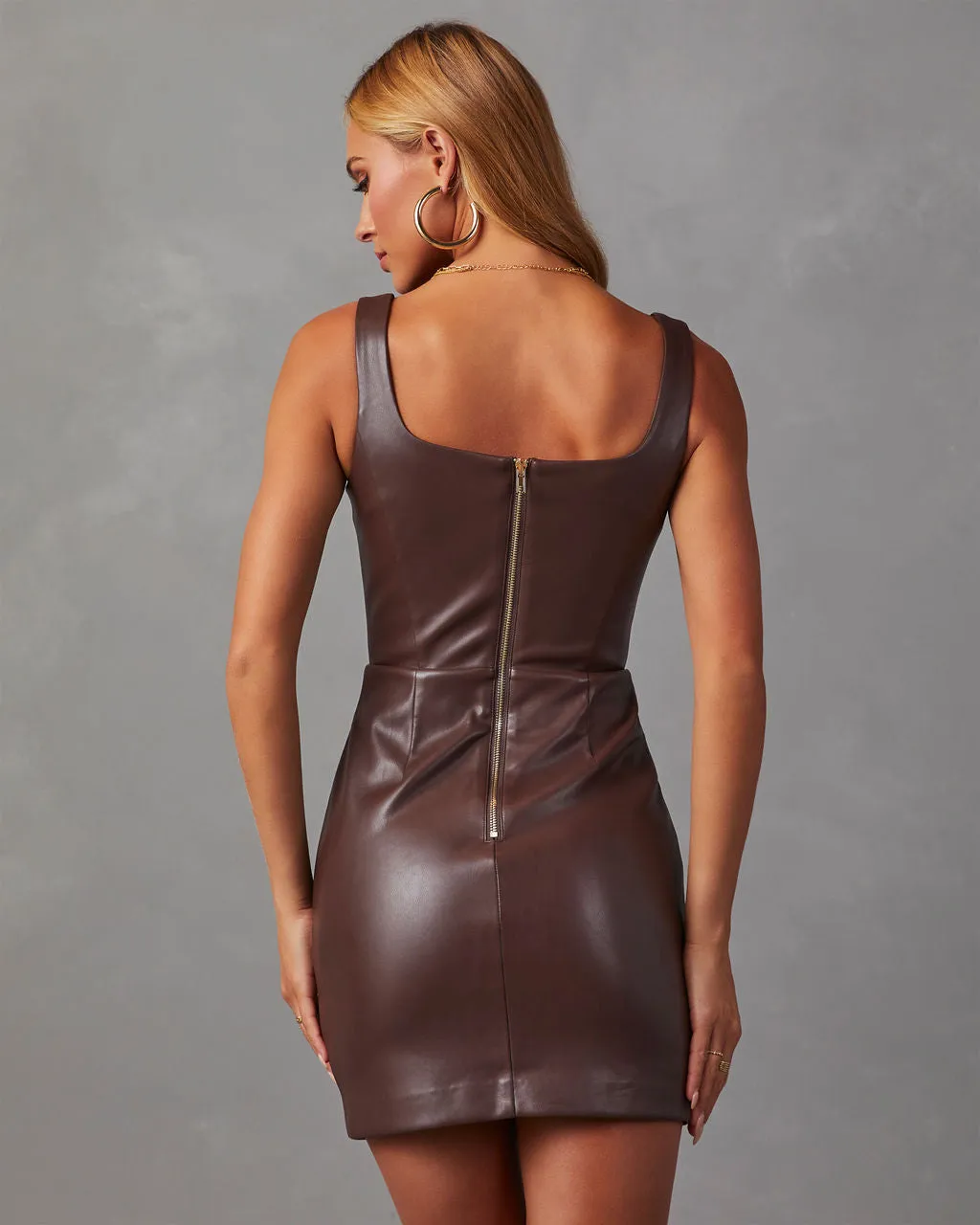 Nerada Sleeveless Faux Leather Mini Dress sold by Vici product image thumbnail 4