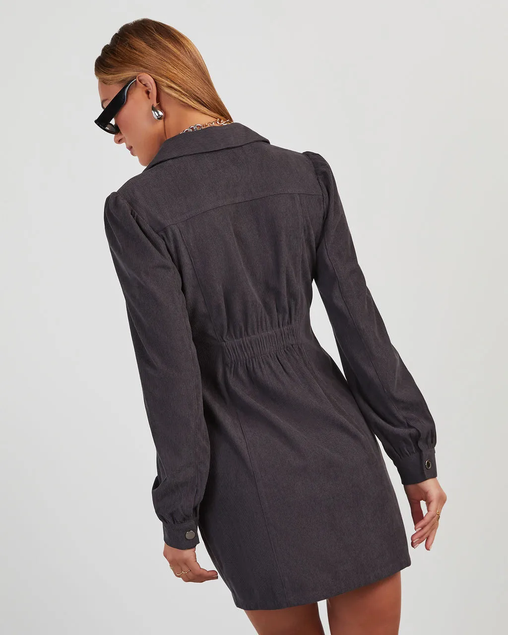 Watson Puff Sleeve Collared Mini Dress sold by Vici product image thumbnail 5