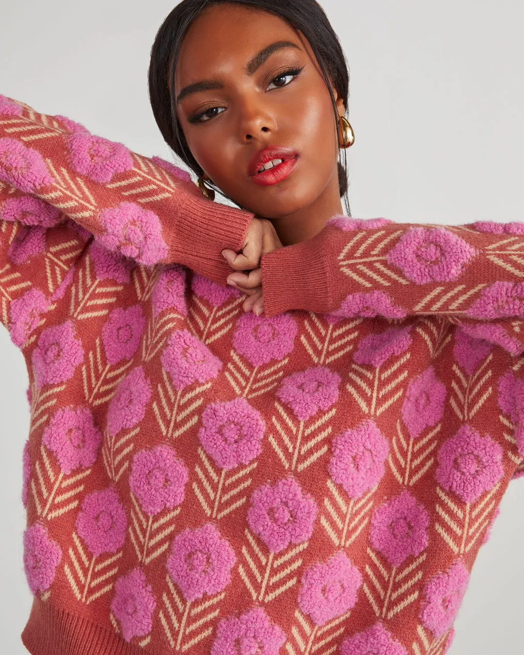 Corinne Textured Floral Pullover Sweater sold by Vici product image thumbnail 2