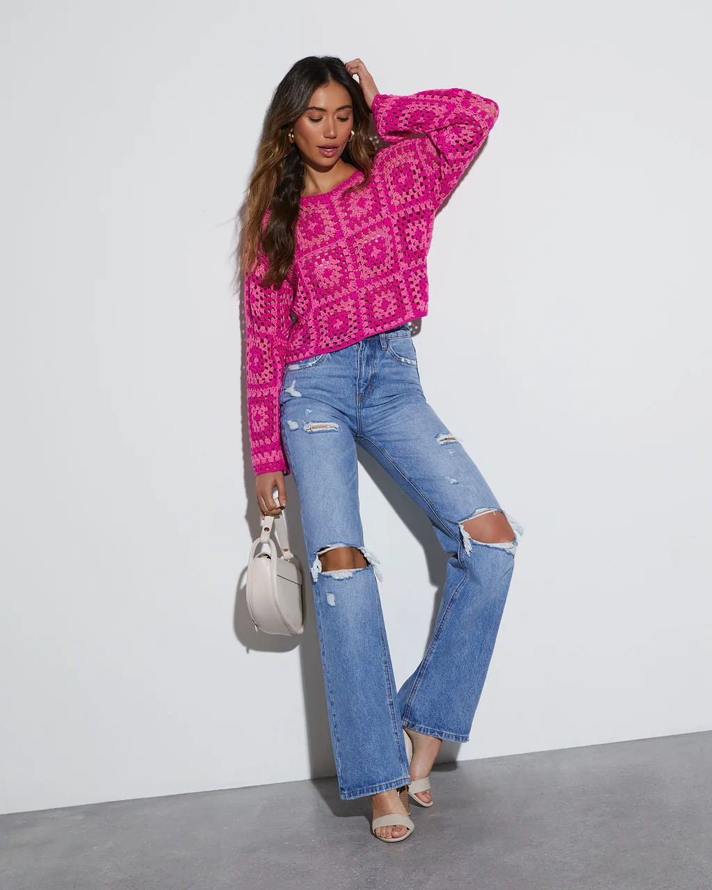 Elisa Knit Crochet Long Sleeve Top sold by Vici product image thumbnail 2