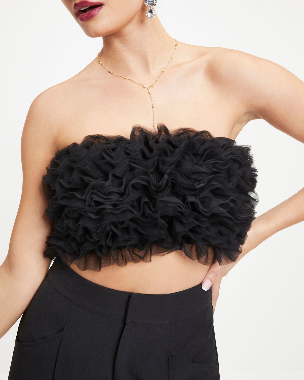 Black Swan Strapless Tulle Crop Top sold by Vici product image thumbnail 2