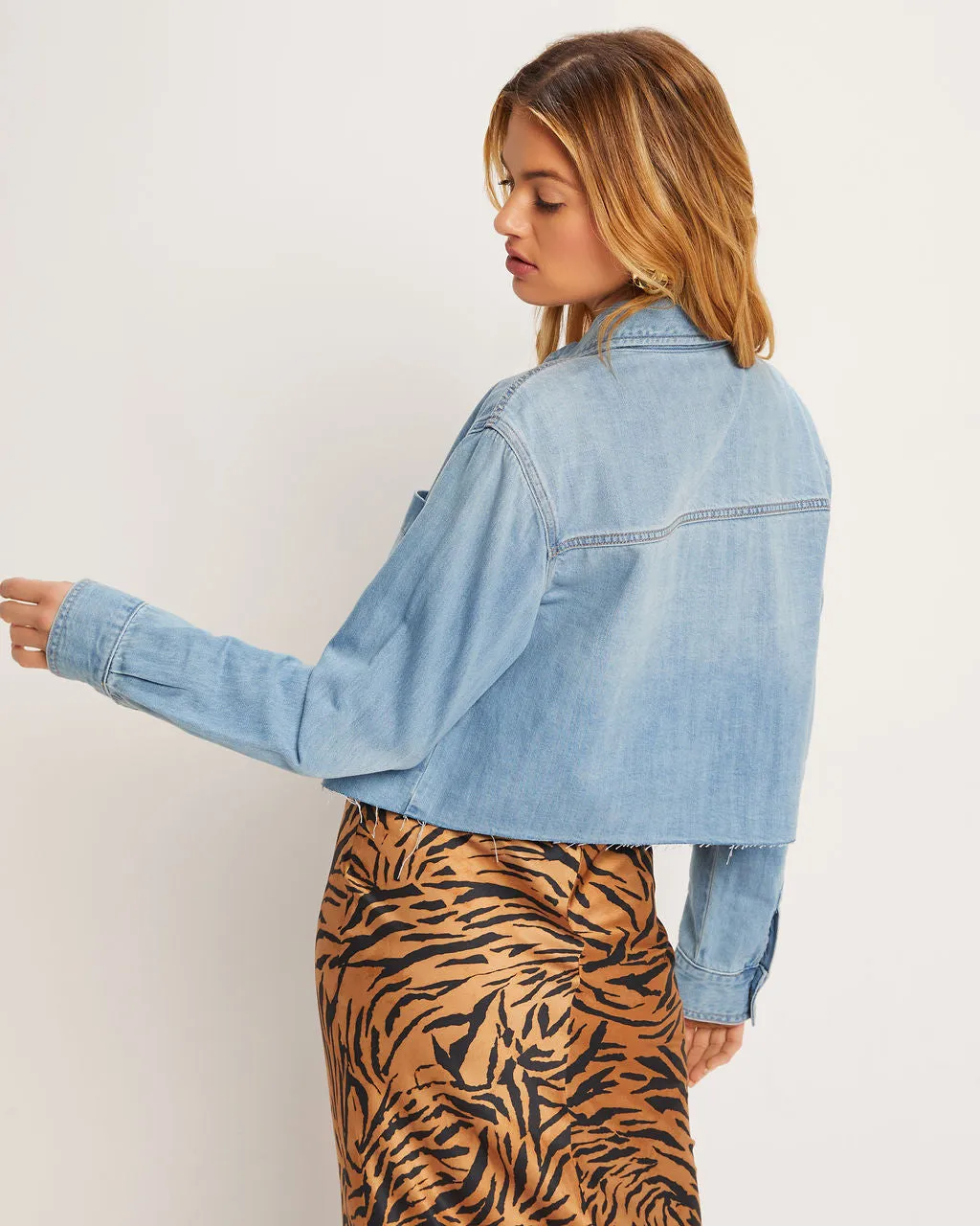 Keanu Cropped Denim Shirt sold by Vici product image thumbnail 5