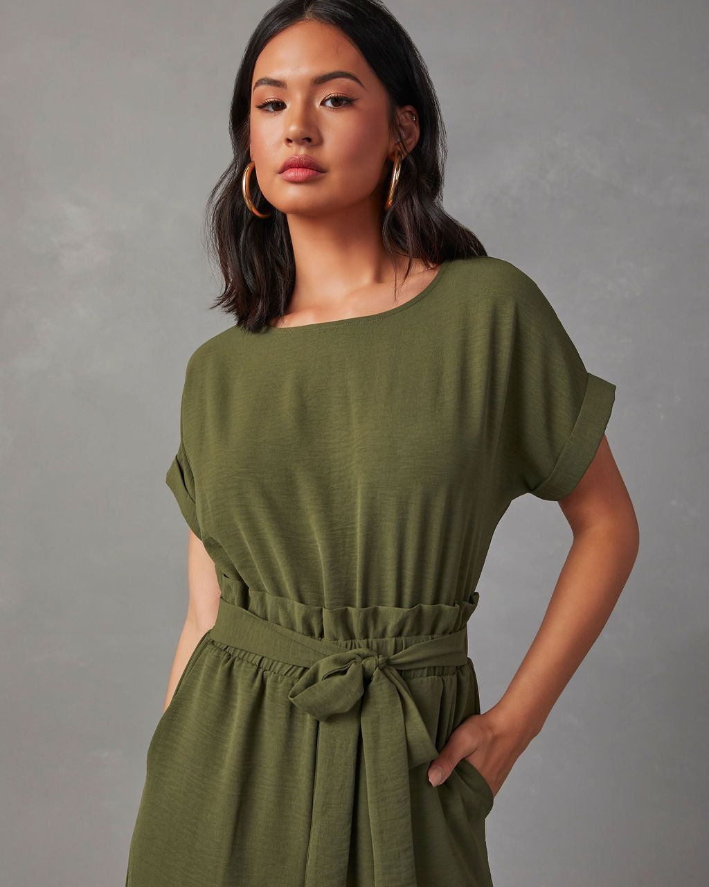 Virginia Pocketed Jumpsuit - Olive sold by Vici product image thumbnail 5