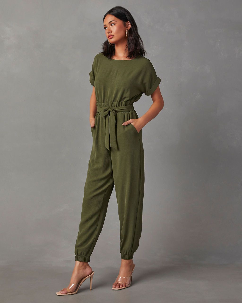 Virginia Pocketed Jumpsuit - Olive sold by Vici product image thumbnail 3