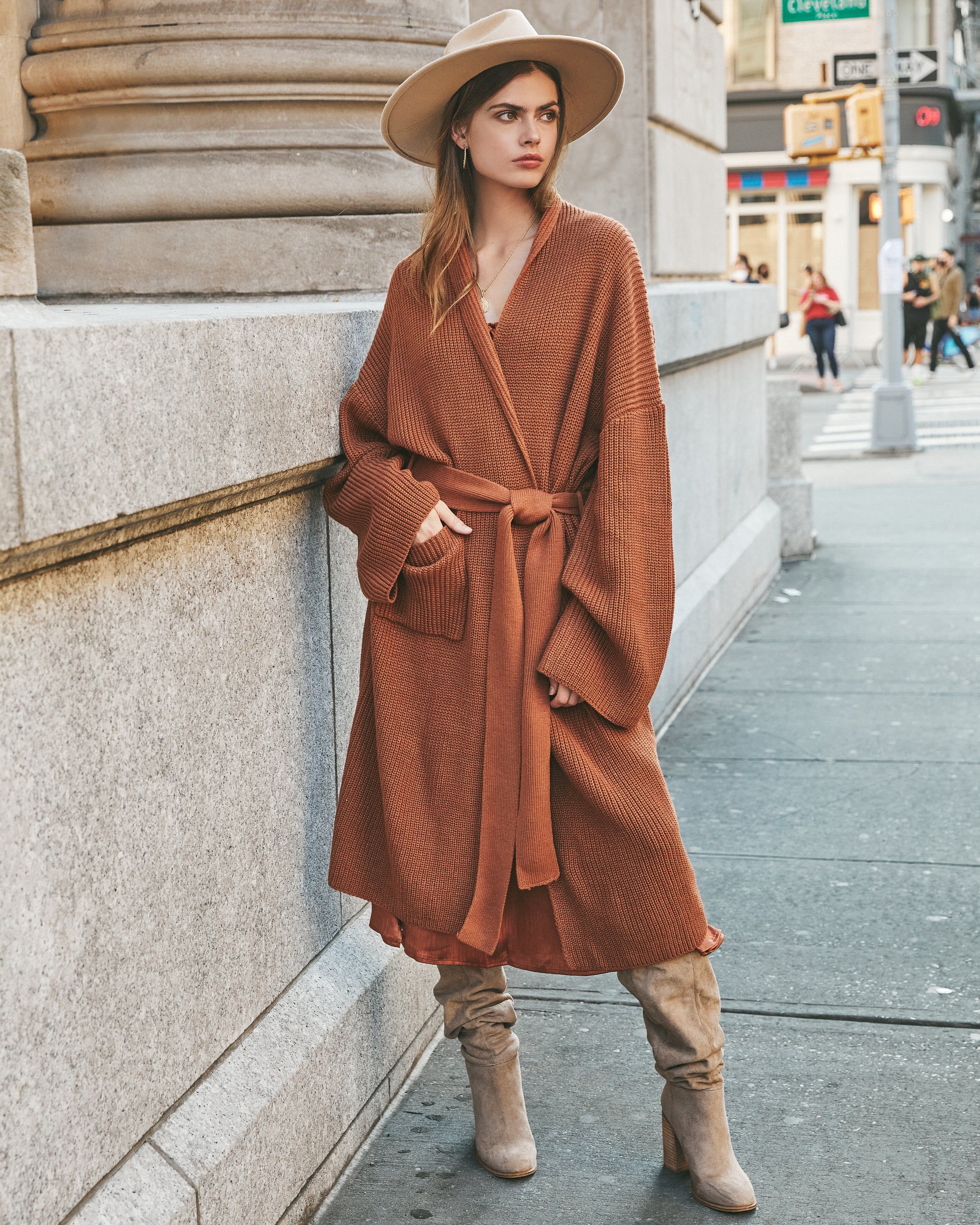 East River Pocketed Knit Duster Cardigan - Rust - FINAL SALE sold by Vici product image thumbnail 5