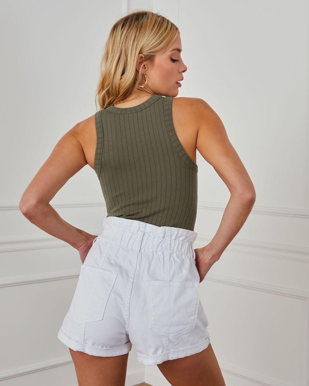 Joaquin Ribbed Crop Tank - Olive - FINAL SALE sold by Vici product image thumbnail 2