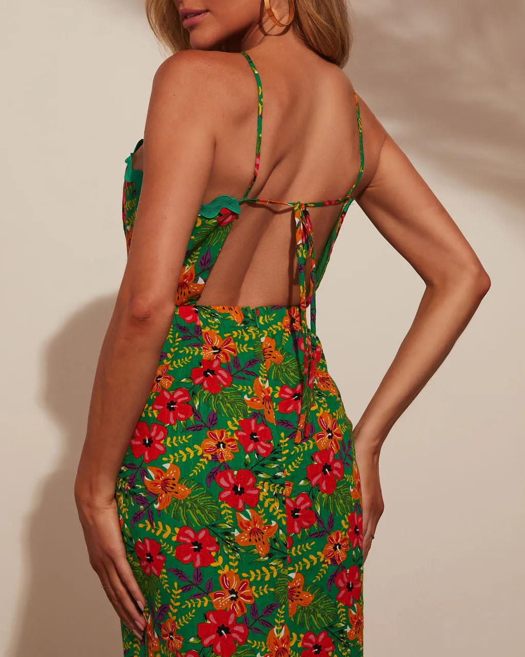 Freya Halter Floral Scallop Trim Midi Dress sold by Vici product image thumbnail 5
