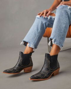 Tisa Western Ankle Booties - Black sold by Vici