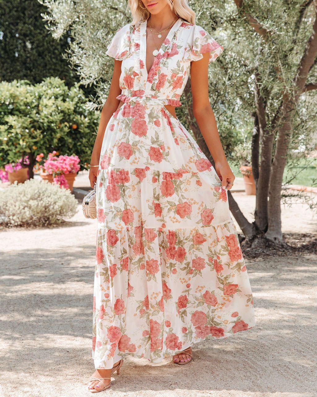 Moonlight Sonata Floral Cut Out Maxi Dress - FINAL SALE sold by Vici product image thumbnail 3