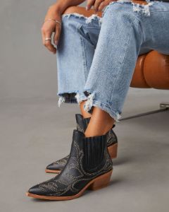 Tisa Western Ankle Booties - Black sold by Vici