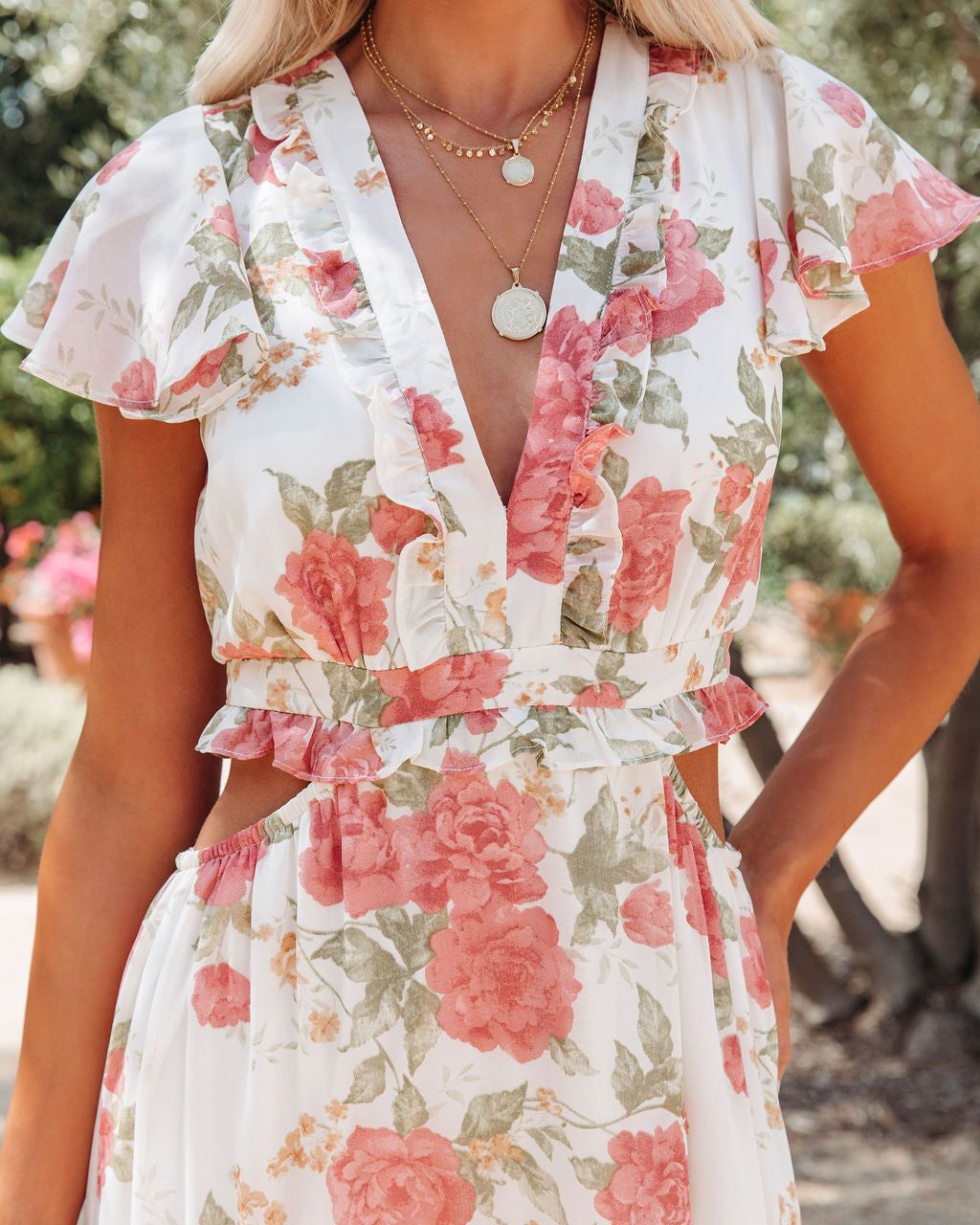 Moonlight Sonata Floral Cut Out Maxi Dress - FINAL SALE sold by Vici product image thumbnail 4