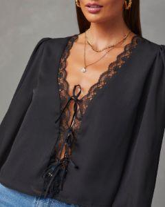 Alonso Lace Trim Top - Black sold by Vici