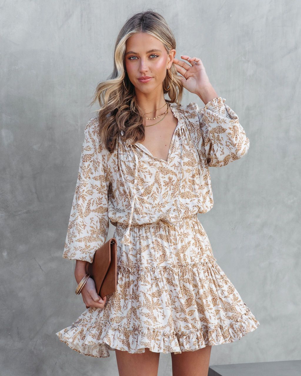 Indra Printed Smocked Tiered Mini Dress - FINAL SALE sold by Vici