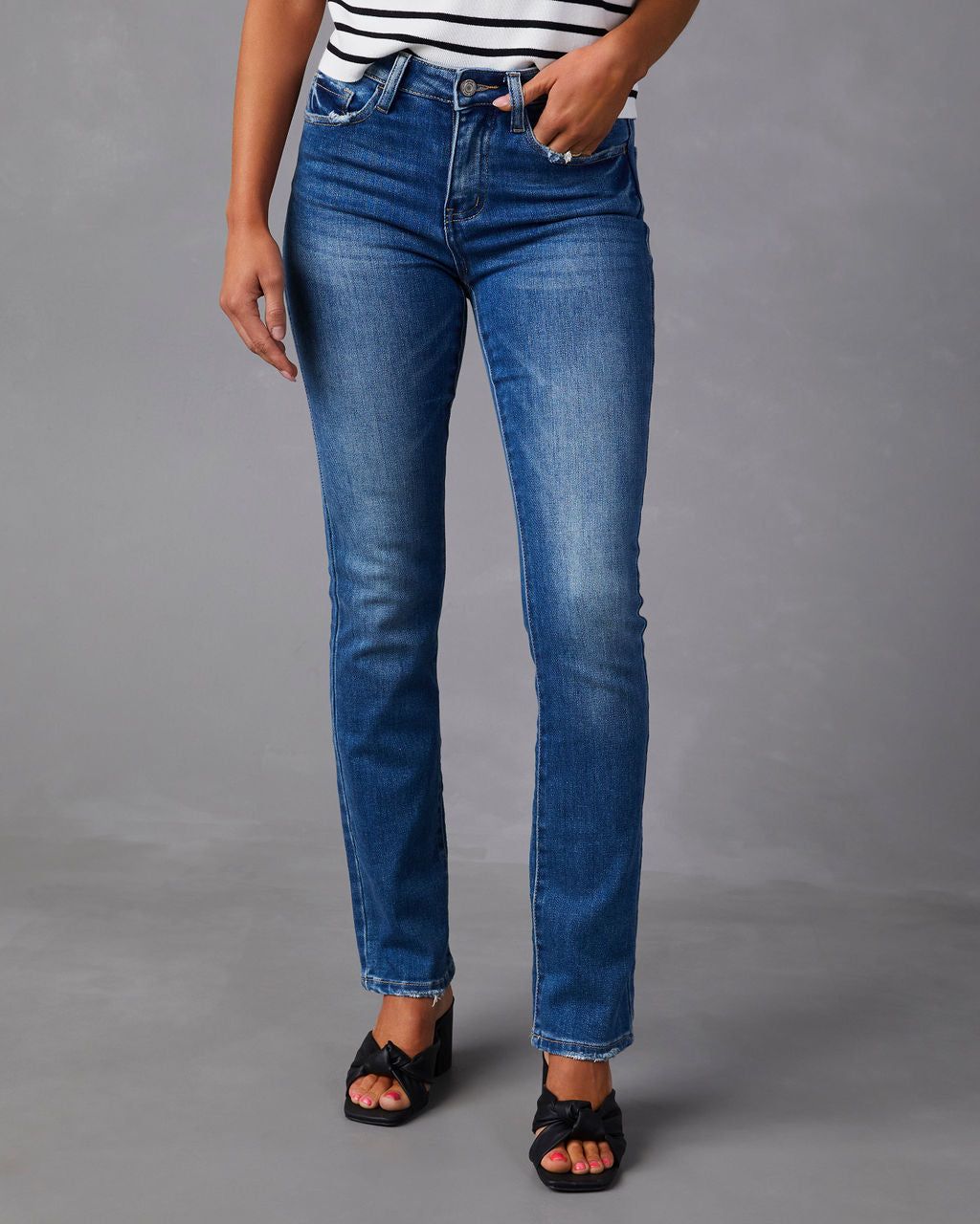 Evren High Rise Slim Straight Leg Jeans sold by Vici