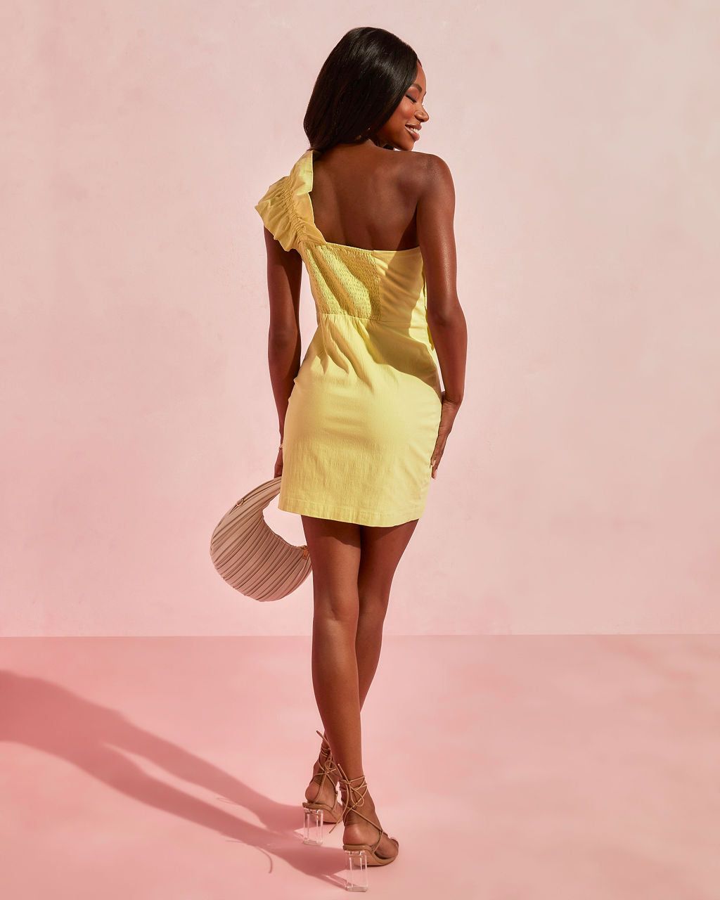 Caribe Cotton Ruffle One Shoulder Mini Dress sold by Vici product image thumbnail 2