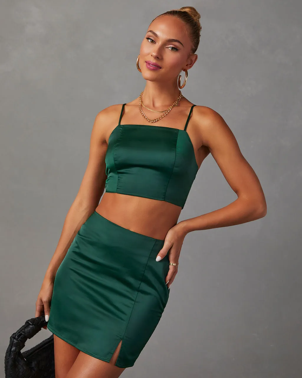 Kaito Satin Crop Tank sold by Vici product image thumbnail 2