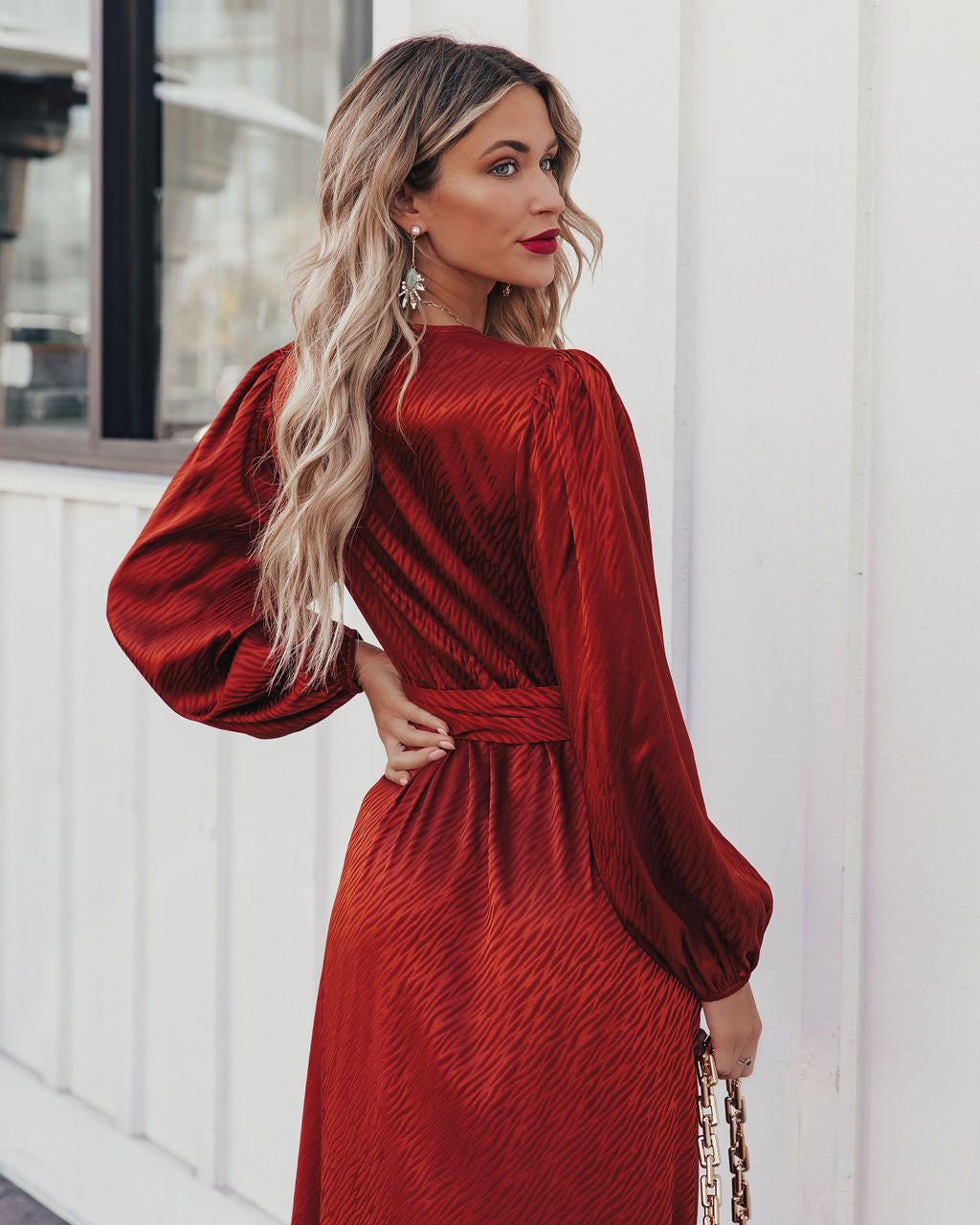 Glitzy Night Satin Belted Maxi Dress - FINAL SALE sold by Vici product image thumbnail 9