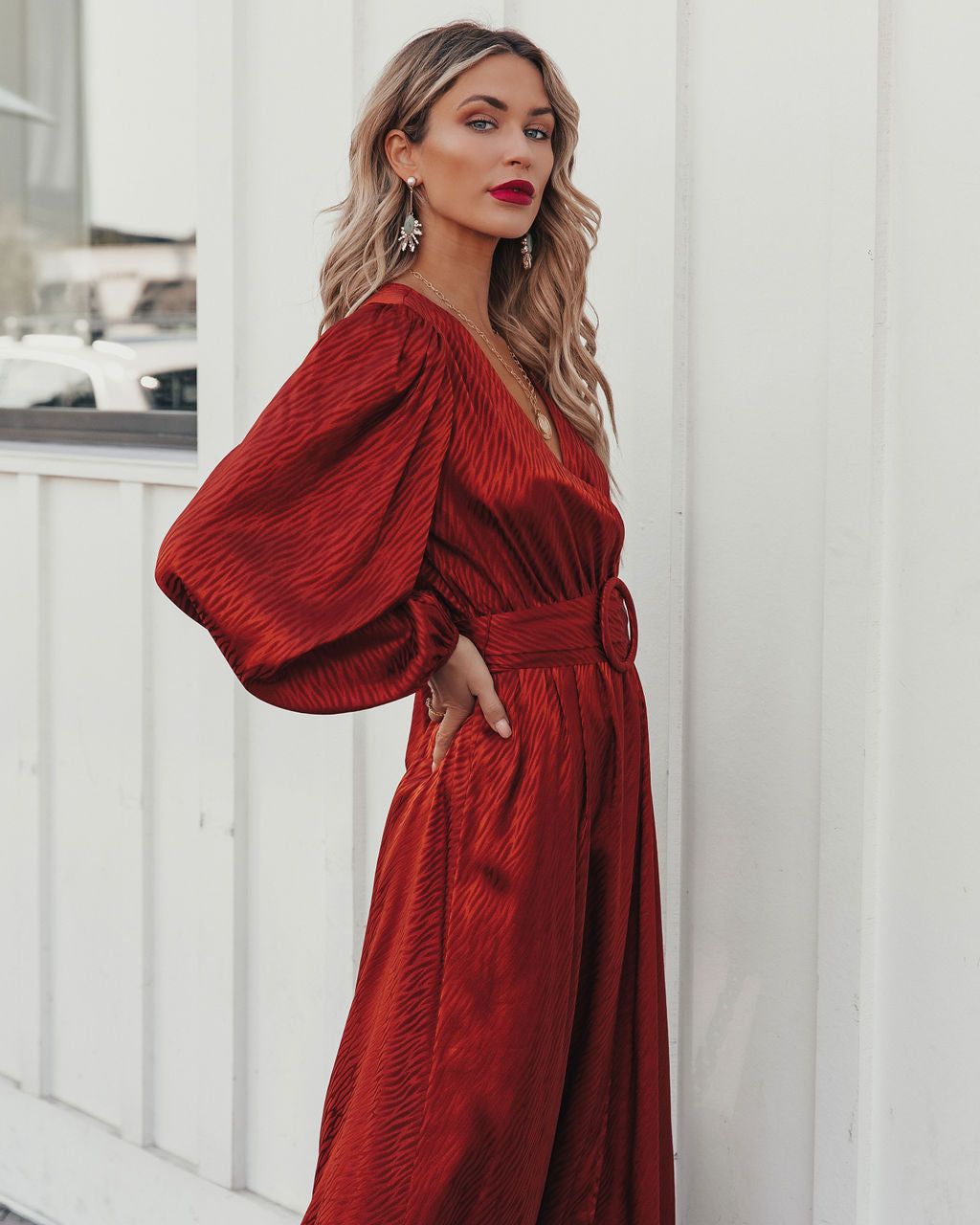 Glitzy Night Satin Belted Maxi Dress - FINAL SALE sold by Vici product image thumbnail 10