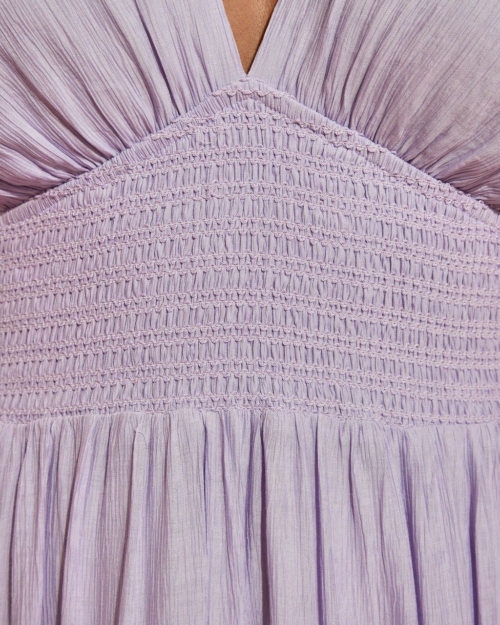 Whisked Away Smocked Halter Pocketed Tiered Maxi Dress - Lavender - FINAL SALE sold by Vici product image thumbnail 5