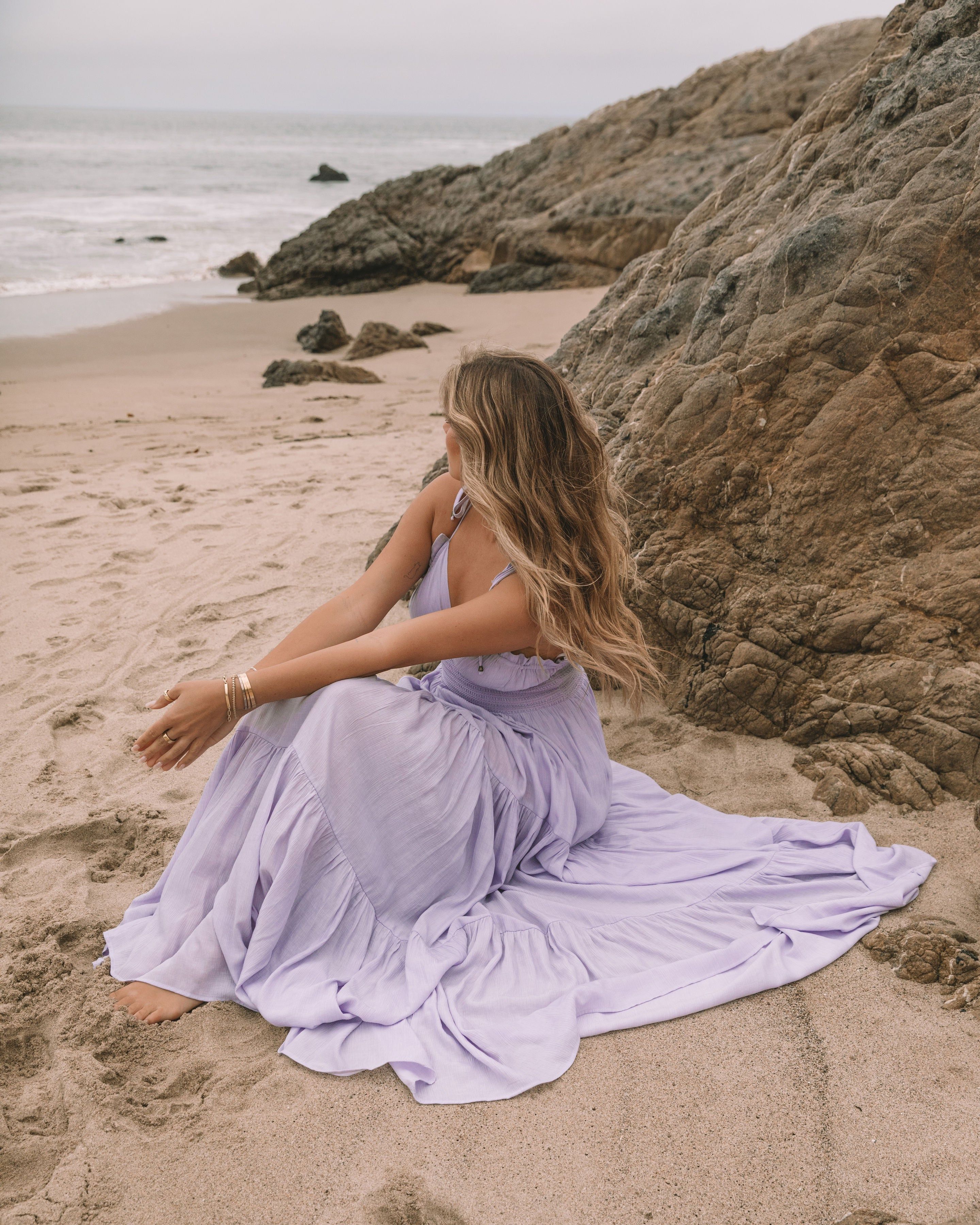 Whisked Away Smocked Halter Pocketed Tiered Maxi Dress - Lavender - FINAL SALE sold by Vici product image thumbnail 2