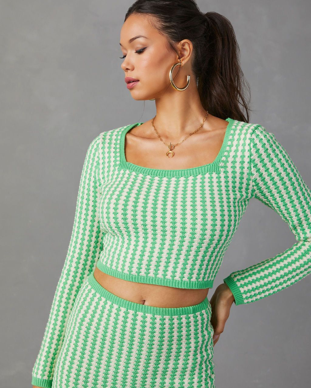 Crosby Crochet Long Sleeve Top - Green - FINAL SALE sold by Vici product image thumbnail 5