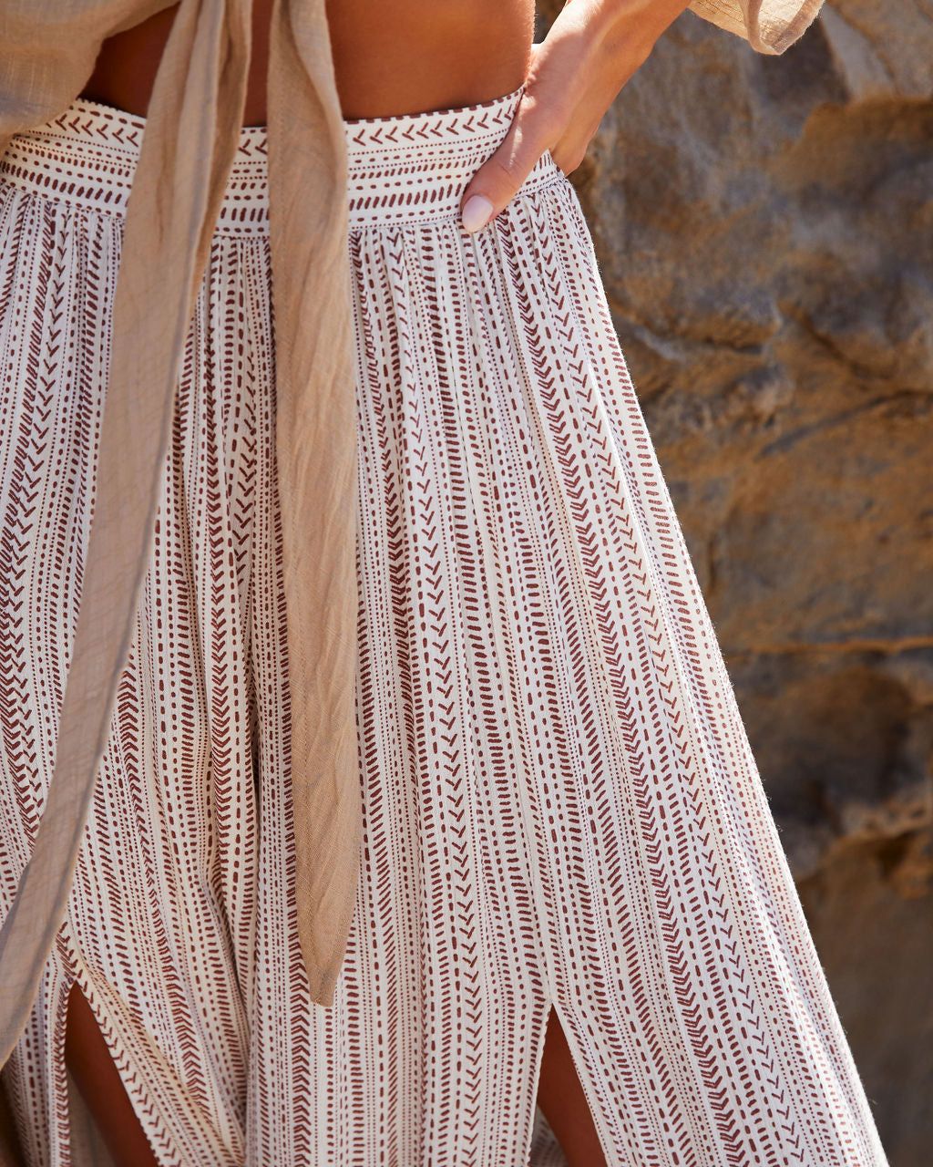 Feel The Breeze Printed Front Slit Pants sold by Vici product image thumbnail 4