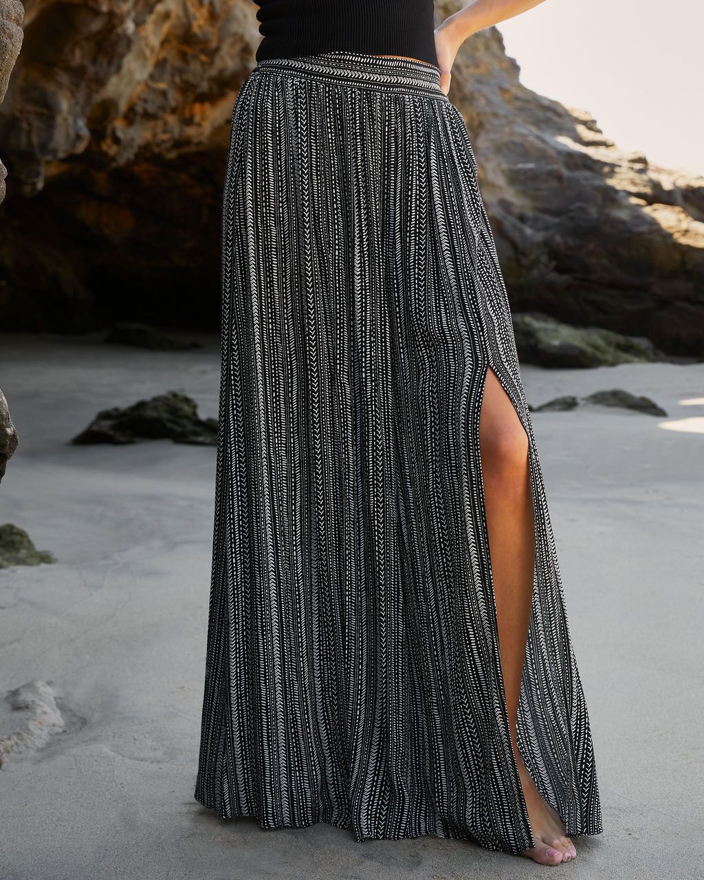 Feel The Breeze Printed Front Slit Pants sold by Vici product image thumbnail 3