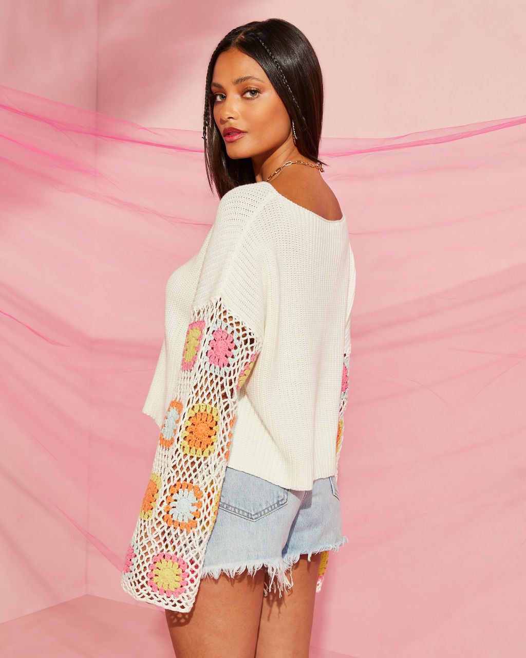 Sunsets Crochet Bell Sleeve Sweater sold by Vici product image thumbnail 2