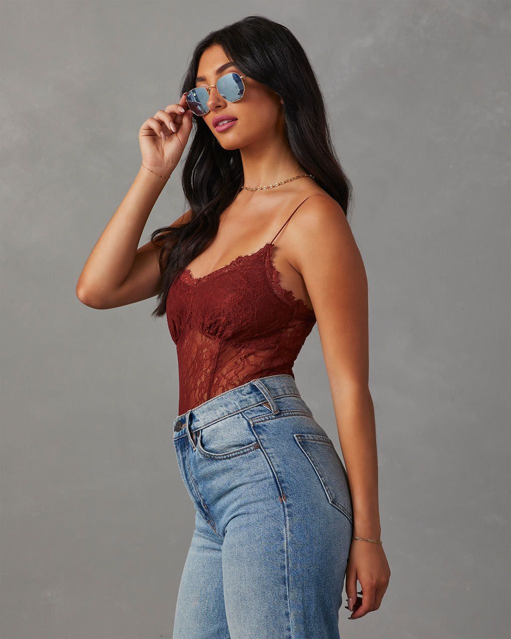 Late Night Lace Bodysuit - Rust sold by Vici product image thumbnail 3
