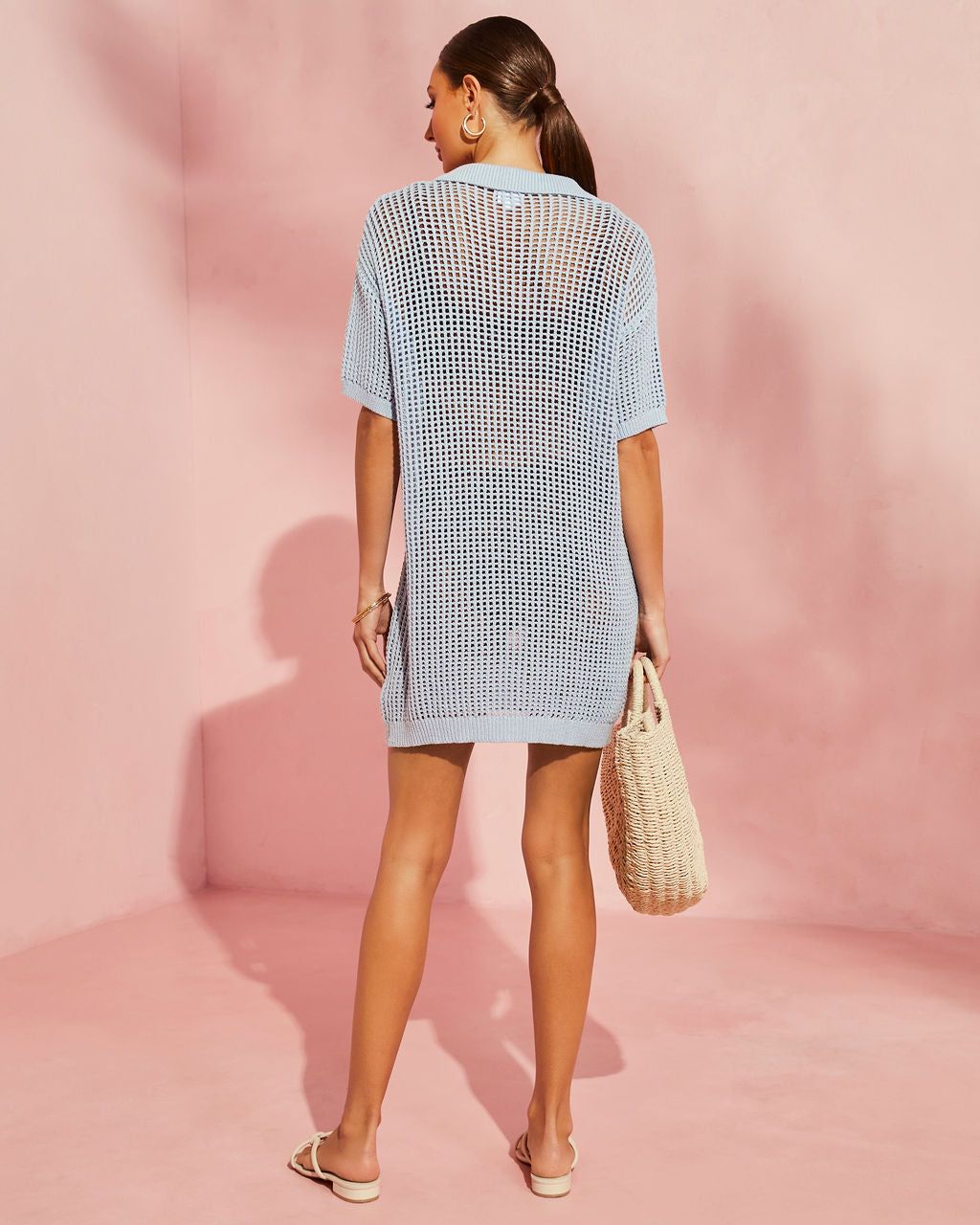 Billy Collared Crochet Cover Up Top sold by Vici product image thumbnail 2