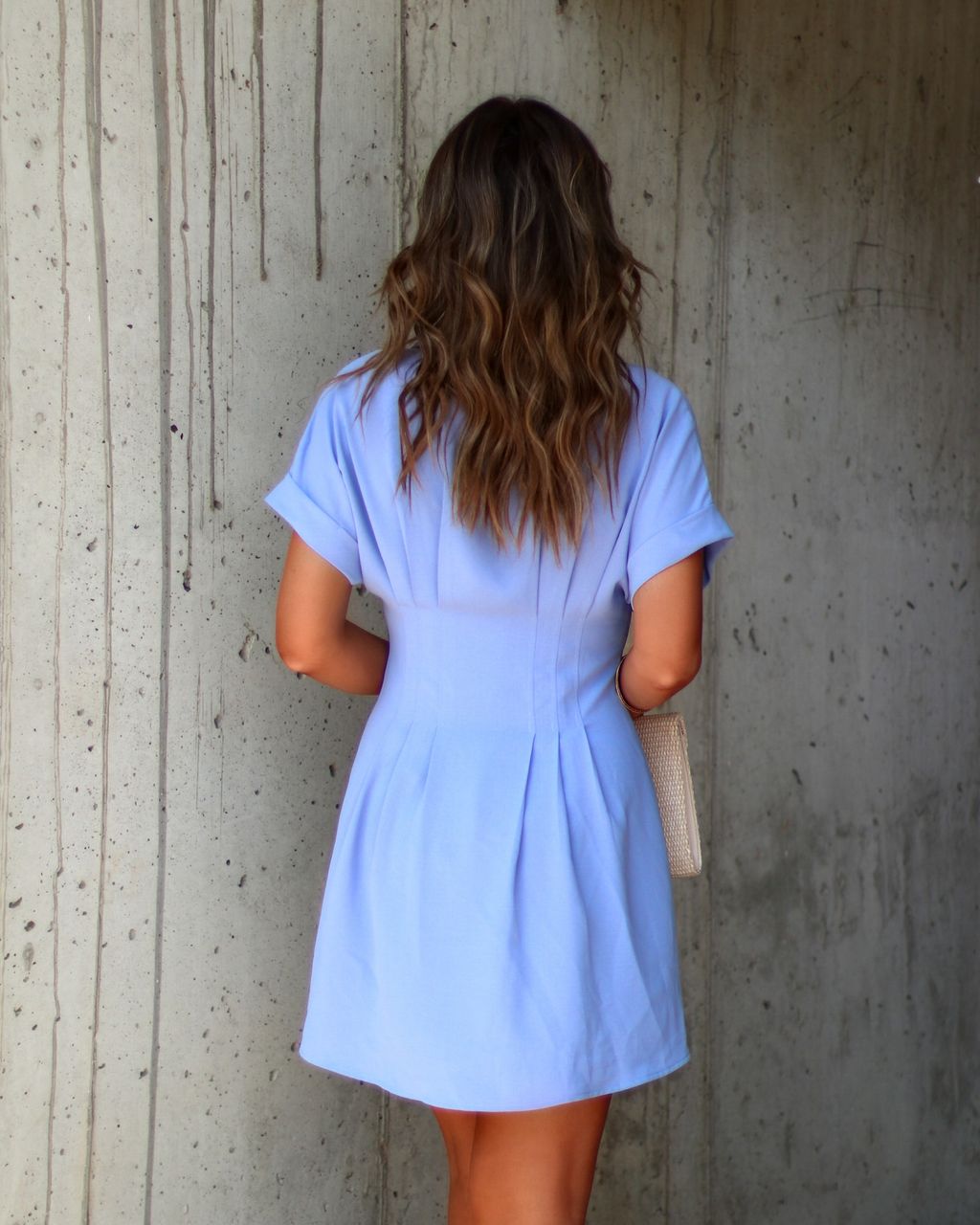 Ginnie Pintuck Button Down Shirt Dress - Blue - SALE sold by Vici product image thumbnail 2