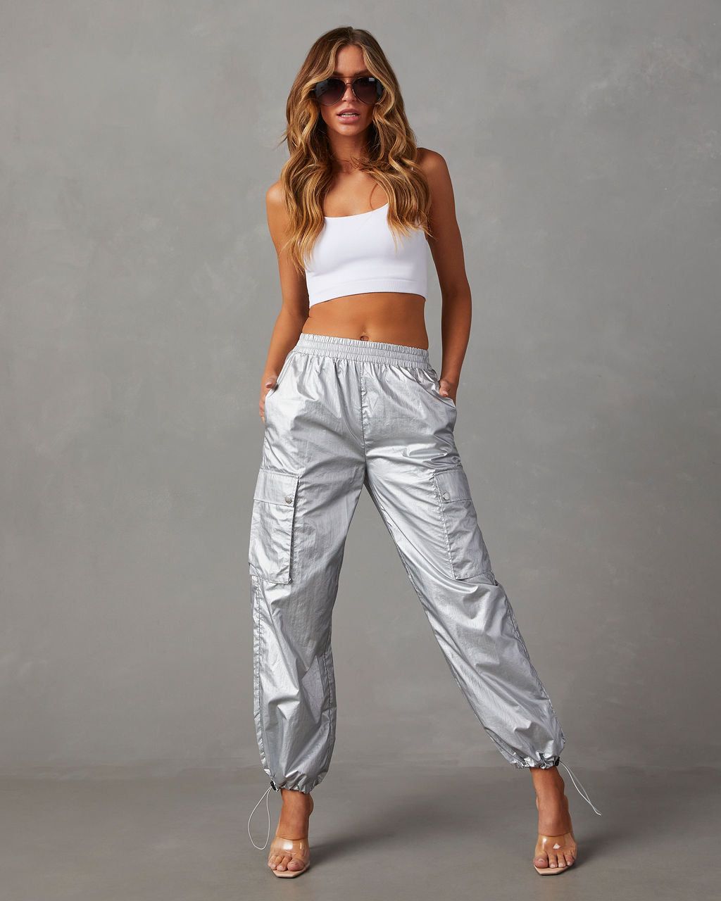 Miley High Rise Metallic Cargo Pants sold by Vici product image thumbnail 4