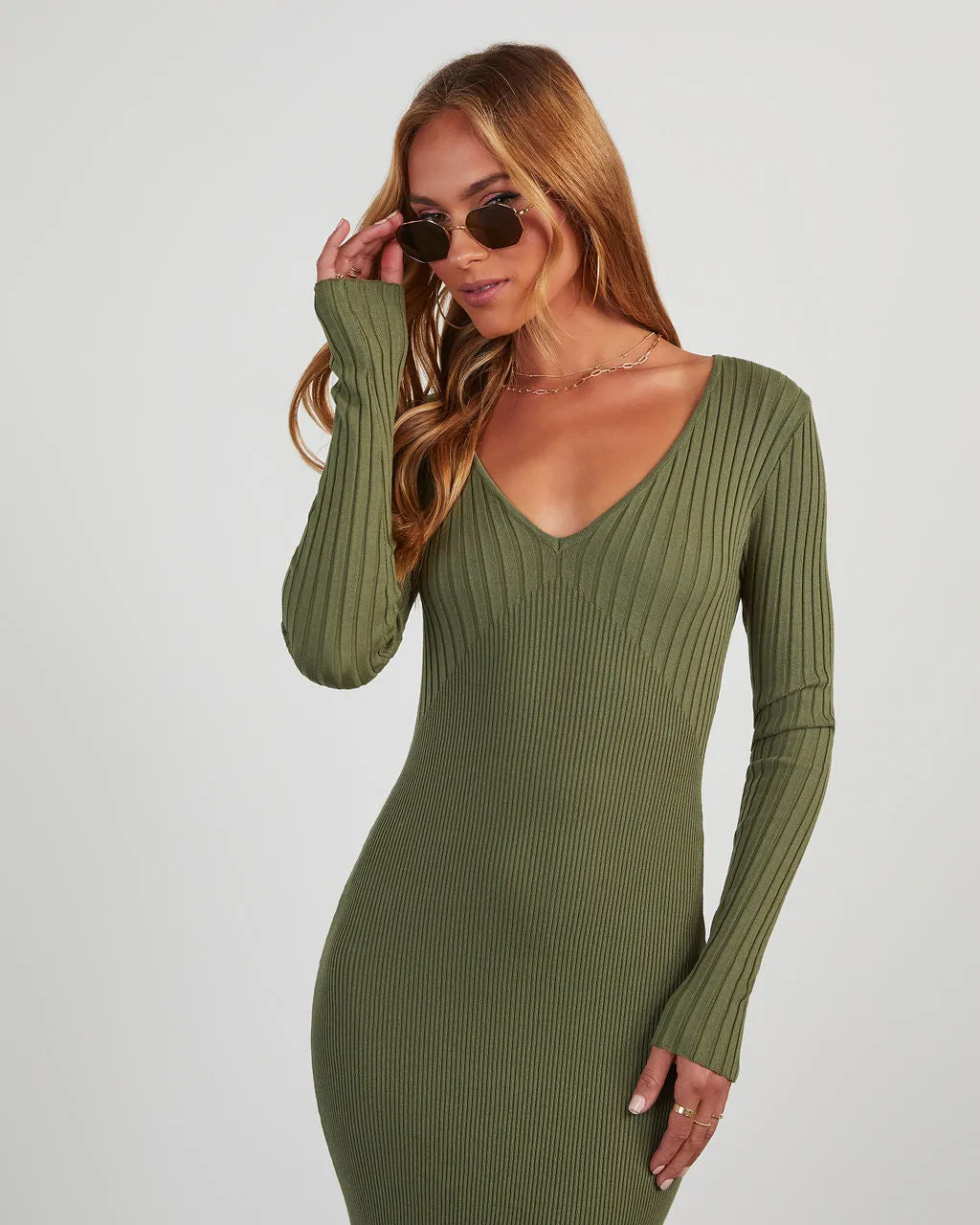 Marcell Long Sleeve Knit Maxi Dress sold by Vici product image thumbnail 4
