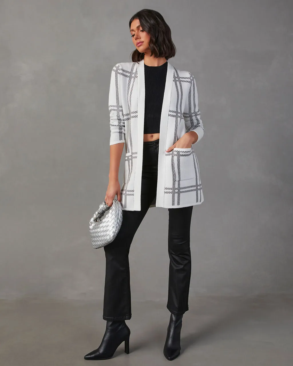 Simone Plaid Pocketed Cardigan sold by Vici product image thumbnail 2