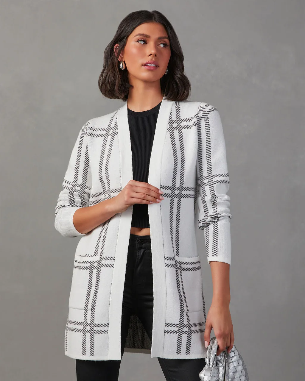 Simone Plaid Pocketed Cardigan sold by Vici product image thumbnail 5