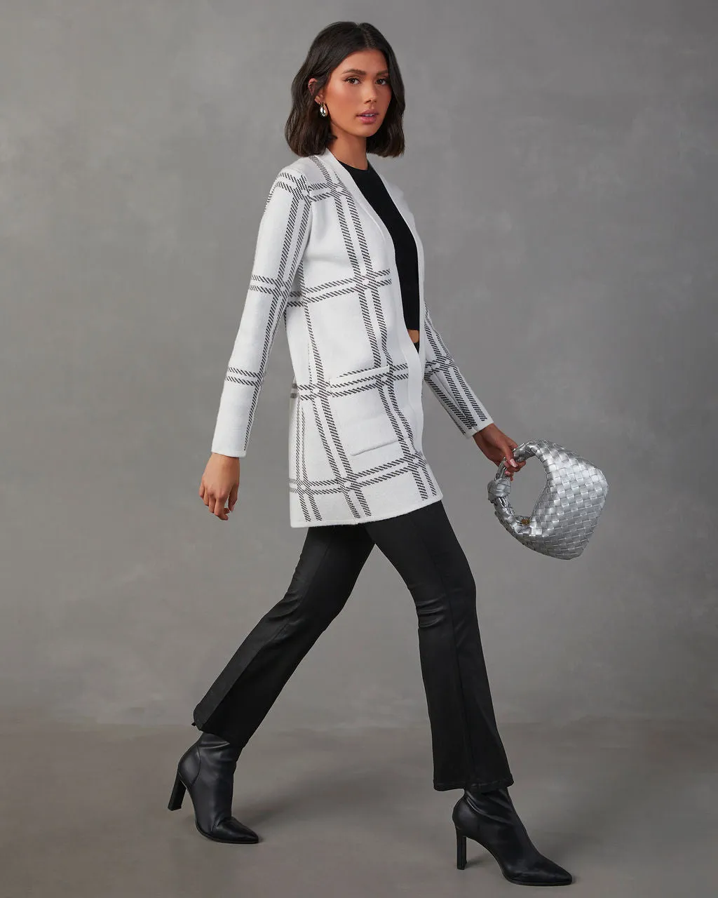 Simone Plaid Pocketed Cardigan sold by Vici product image thumbnail 3