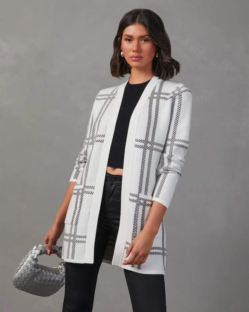 Simone Plaid Pocketed Cardigan sold by Vici