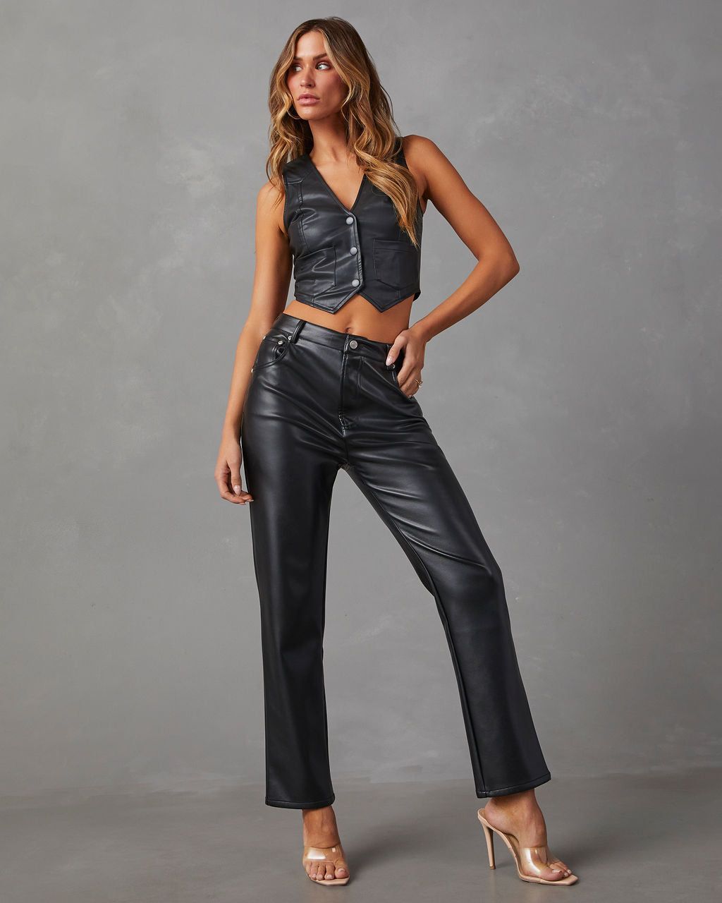 Listen Closely Faux Leather Vest - Black sold by Vici product image thumbnail 6