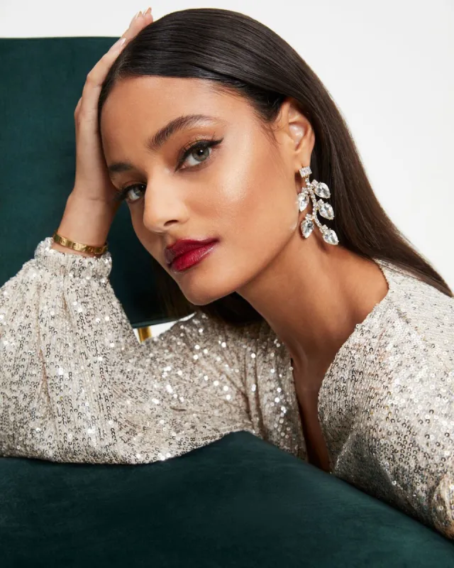 Lexa Crystal Drop Earrings - Clear - FINAL SALE sold by Vici