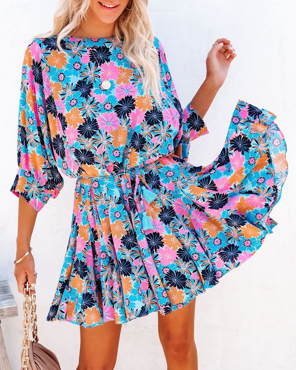 Zimi Floral Tassel Tie Mini Dress - FINAL SALE sold by Vici product image thumbnail 6