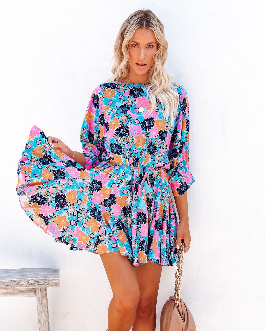 Zimi Floral Tassel Tie Mini Dress - FINAL SALE sold by Vici product image thumbnail 3