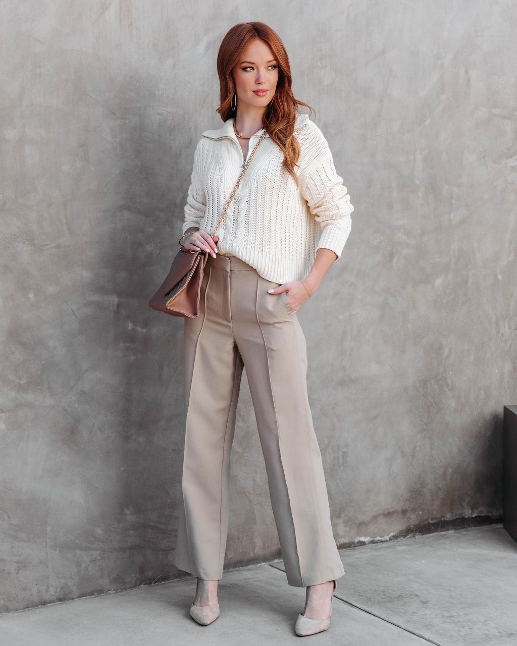 Aspen Cable Knit Half Zip Sweater sold by Vici product image thumbnail 3