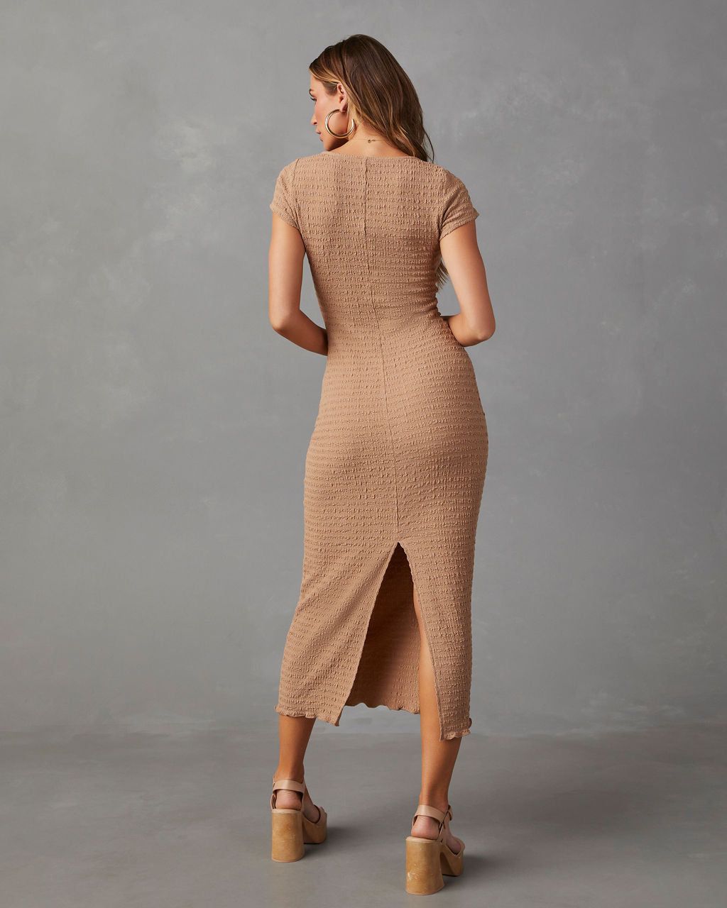 Uncomplicated Short Sleeve Bodycon Midi Dress sold by Vici product image thumbnail 4