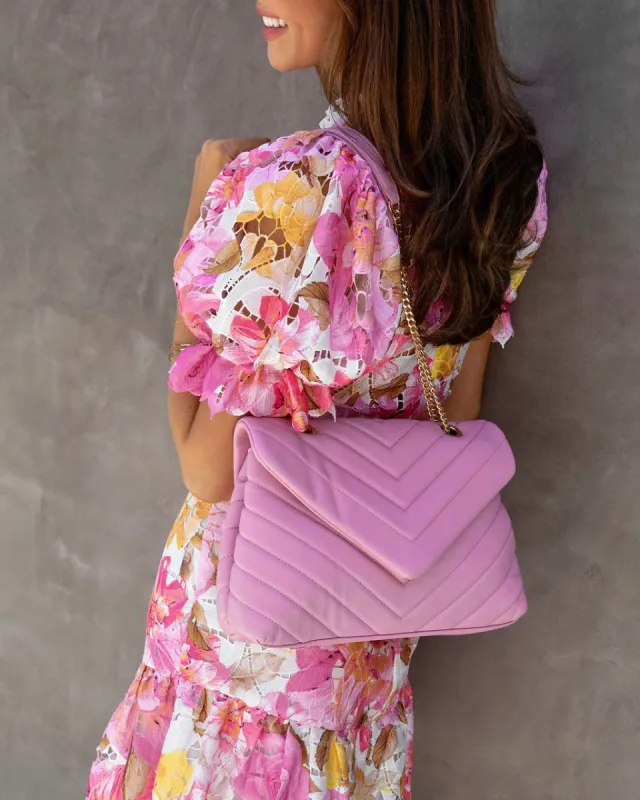 Kaisley Quilted Crossbody Shoulder Bag - Carnation sold by Vici