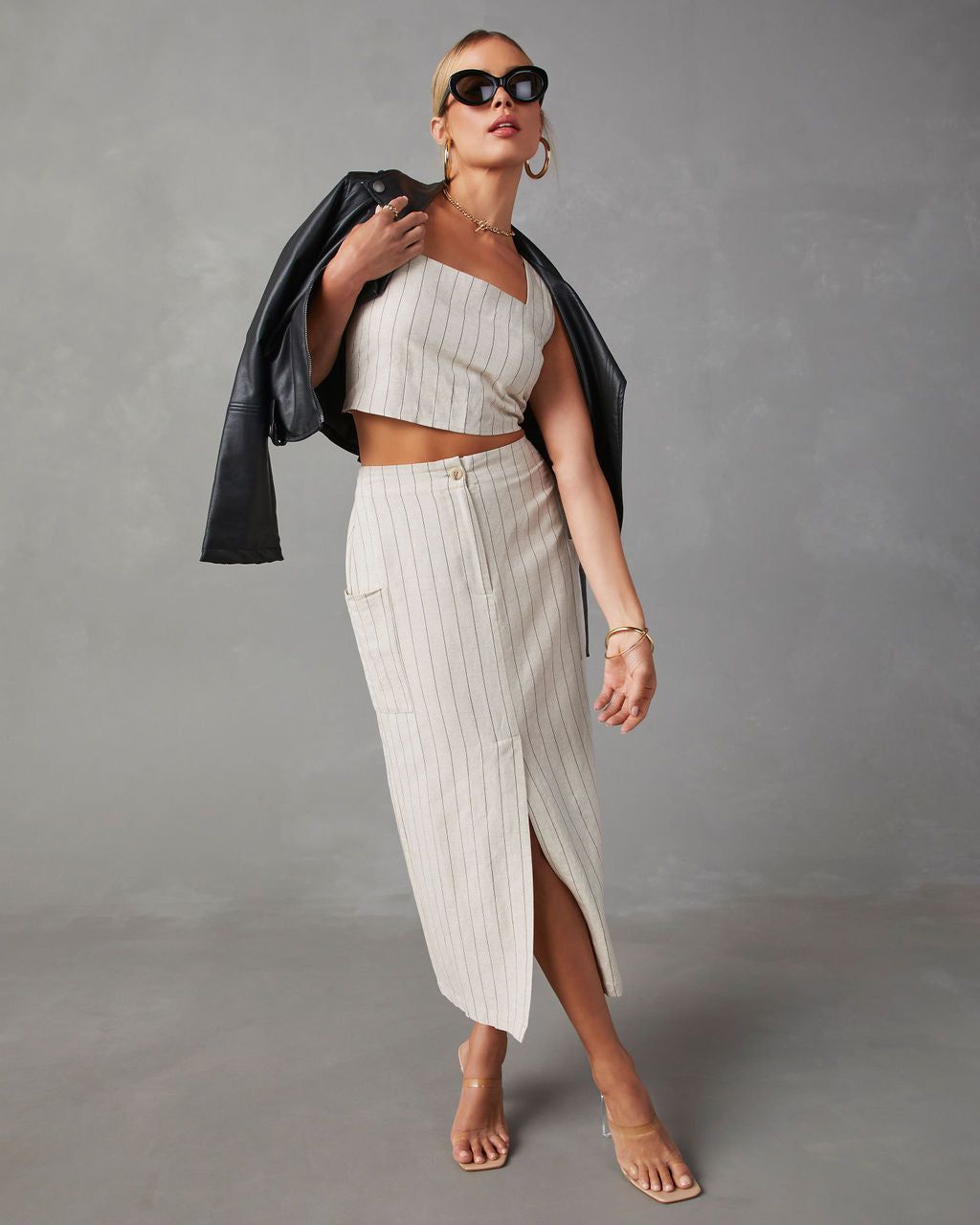 Karlowe Linen Striped Crop Top - Natural - SALE sold by Vici product image thumbnail 6