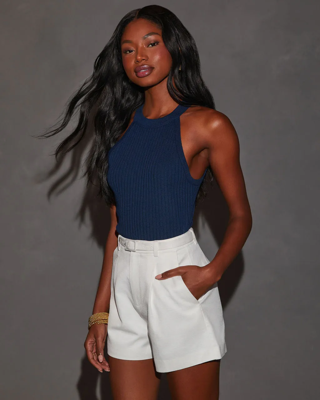 Rylan High Neck Cropped Tank sold by Vici product image thumbnail 4