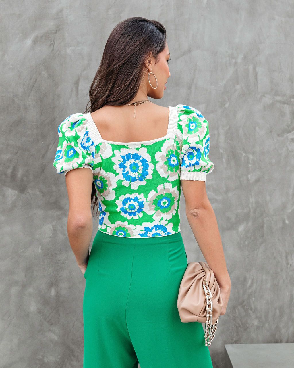 Brigette Knit Floral Puff Sleeve Top sold by Vici product image thumbnail 4